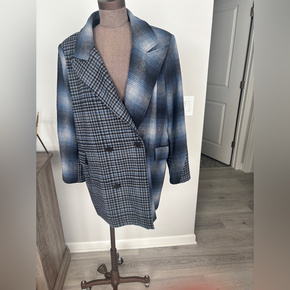 Treasure and Bond Plaid Double-Breasted Coat 2X
